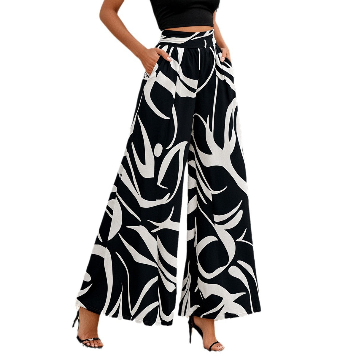 Women's High-Waisted Solid Color Casual Pants