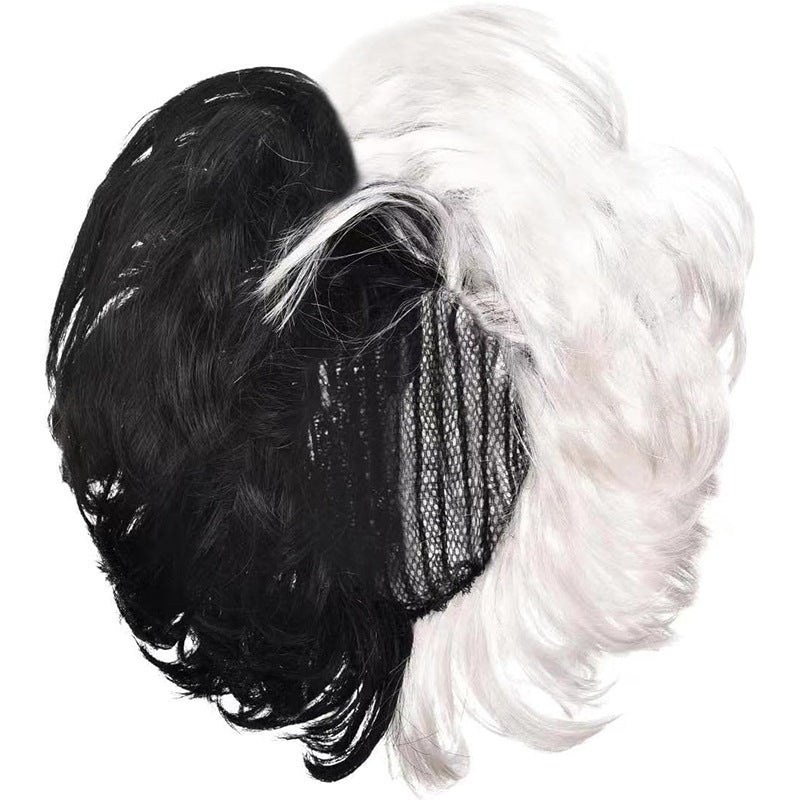 Disney Cruella de Vil Costume - Black and White Cape with Wig for Halloween and Cosplay
