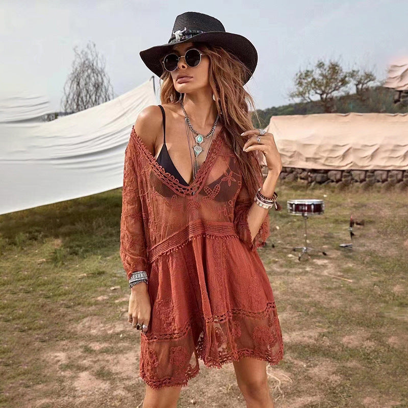 Summer Women Lace Beach Holiday Bikini Dresses