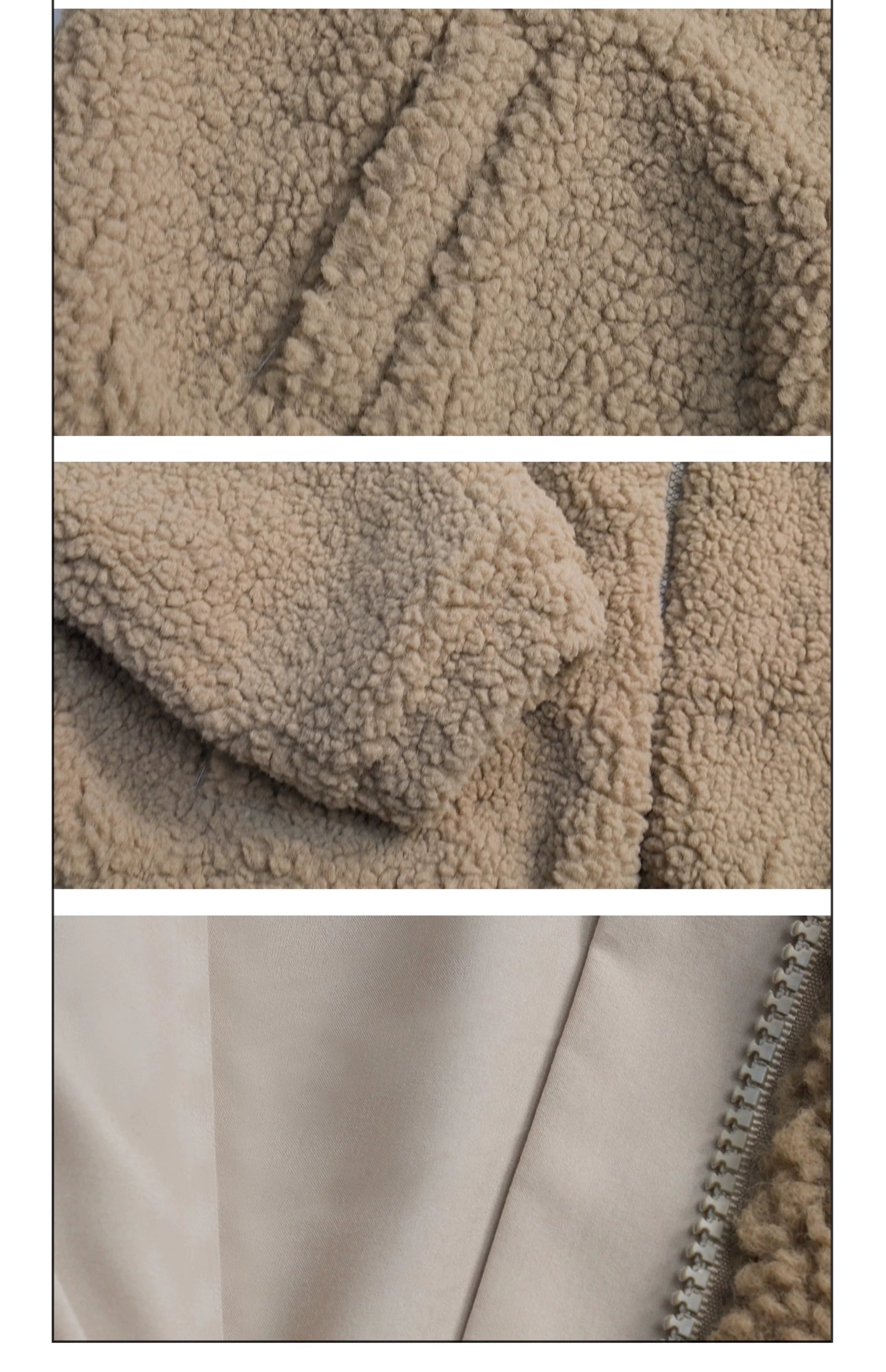 Girlyhalo Women's Vintage Faux Shearling Jacket-Khaki-S-Free Shipping Leatheretro