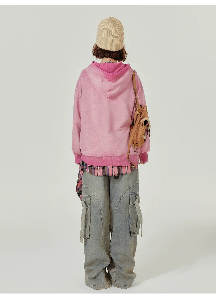 Girlyhalo Retro Hooded Sweatshirt-Pink without Velvet-S-Free Shipping Leatheretro