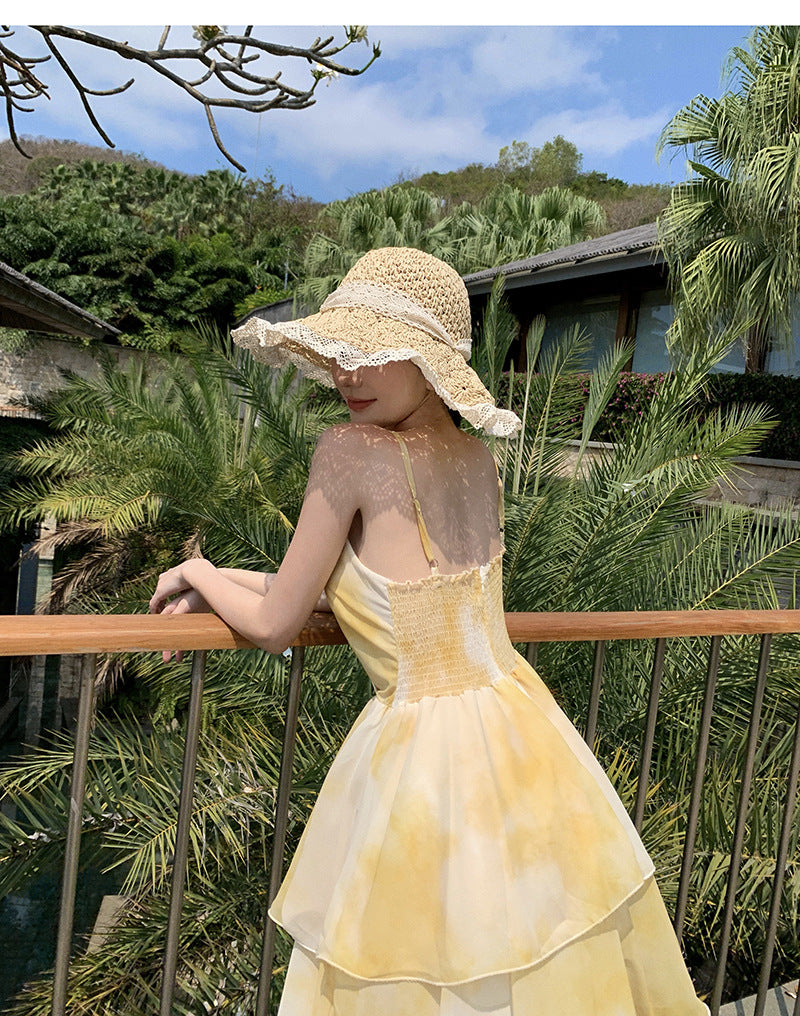 Women's Summer Beach Dress – Sleeveless Tiered Maxi Sundress for Vacation