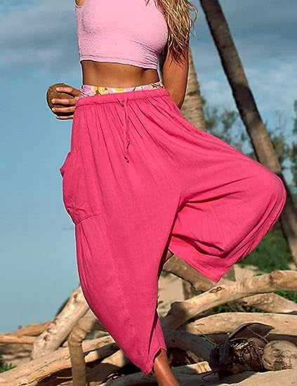 Casual Chiffon Collage Cotton-Linen Harem Pants
