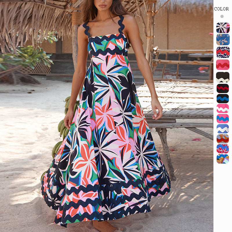 Women's Long Sleeveless Dress – Floral Print Maxi Dress