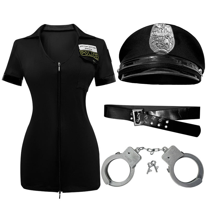 Sexy Halloween Cosplay Party Outfit with Zipper Detail