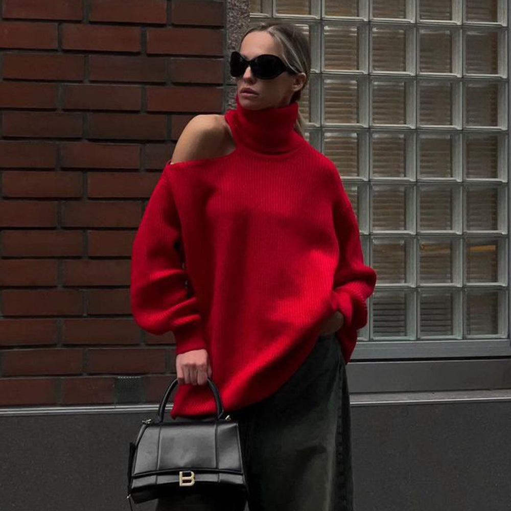 Off-the-Shoulder Cowl Neck Sweater