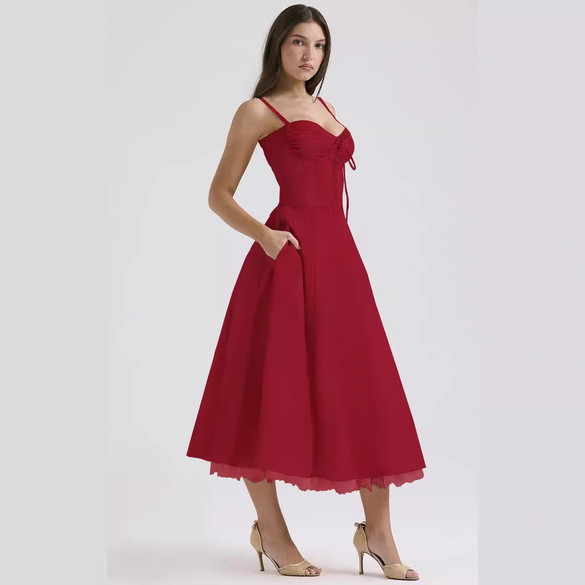 Elegant Floral Print French Summer Dress