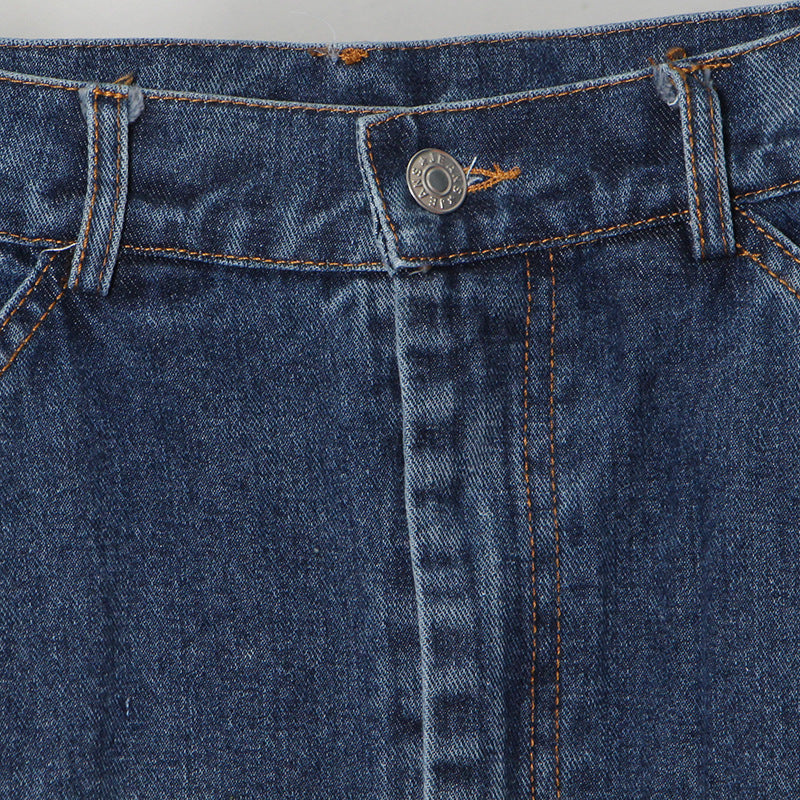 High-Waisted Long A-Line Denim Skirt