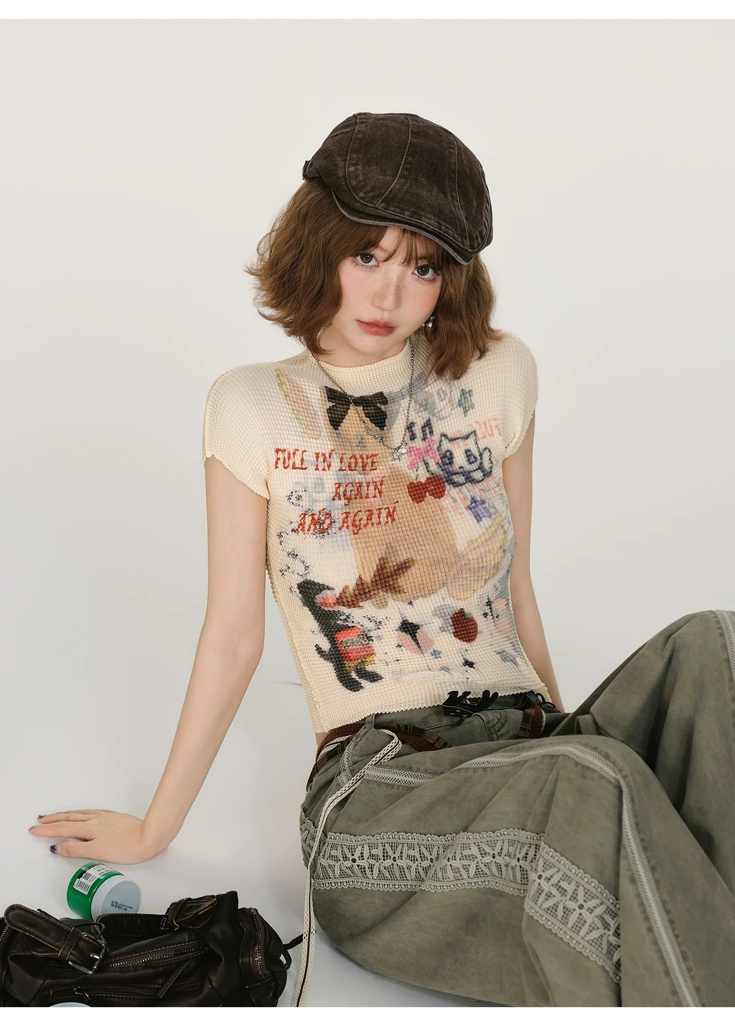 Girlyhalo Vintage Y2K Print Cropped T-Shirt