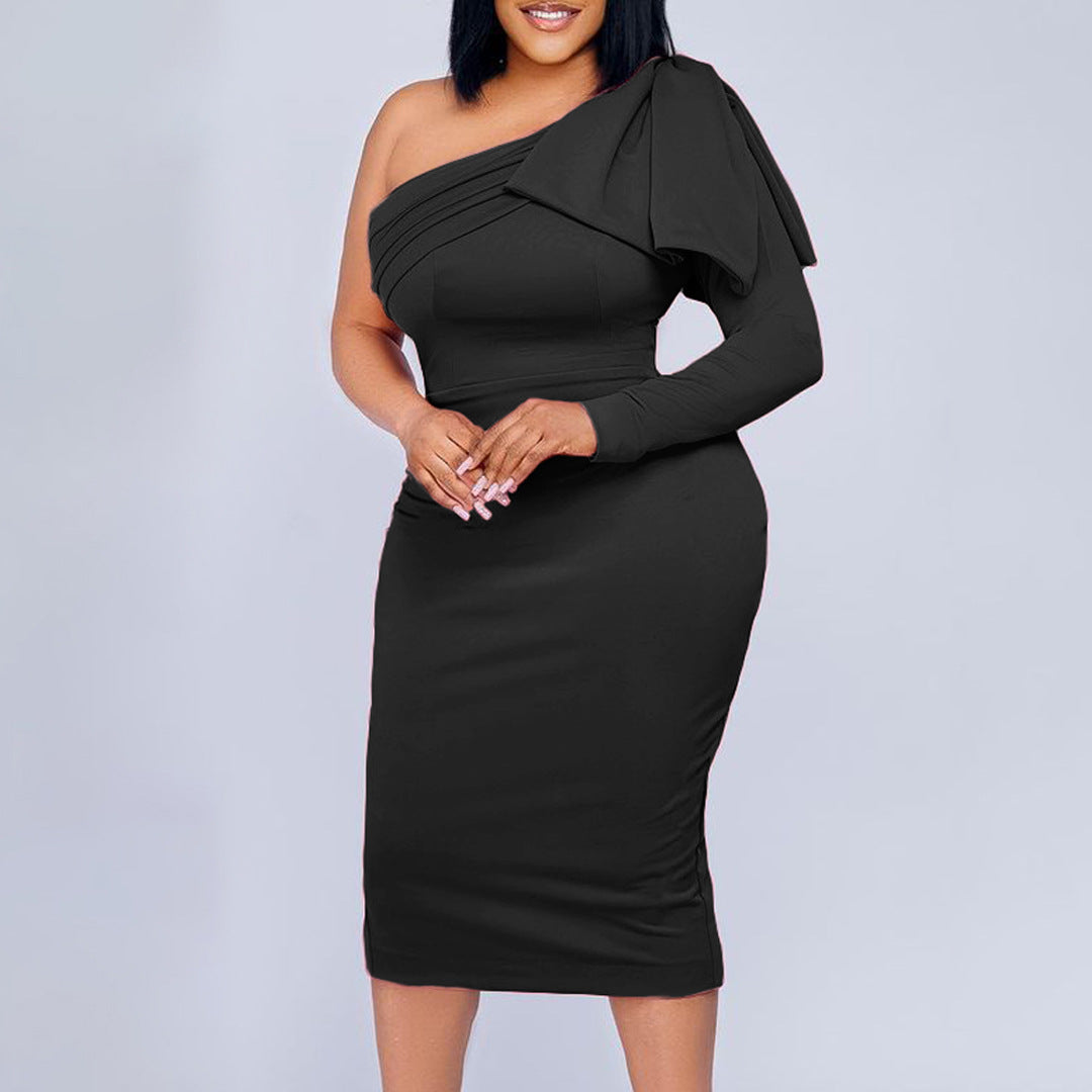 Fashion One Shoulder Sheath Women Dresses-Dresses-Free Shipping at meselling99