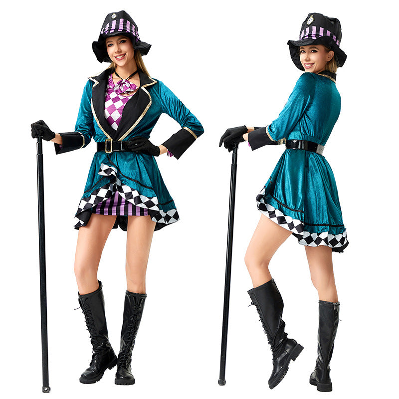 Halloween Circus Alice Mad Hatter Adult Magician Costume