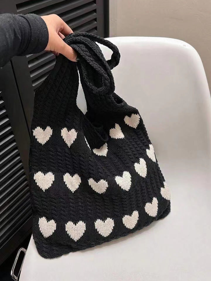 Casual Summer Knitted Wave Sweetheart Shoulder Bags
