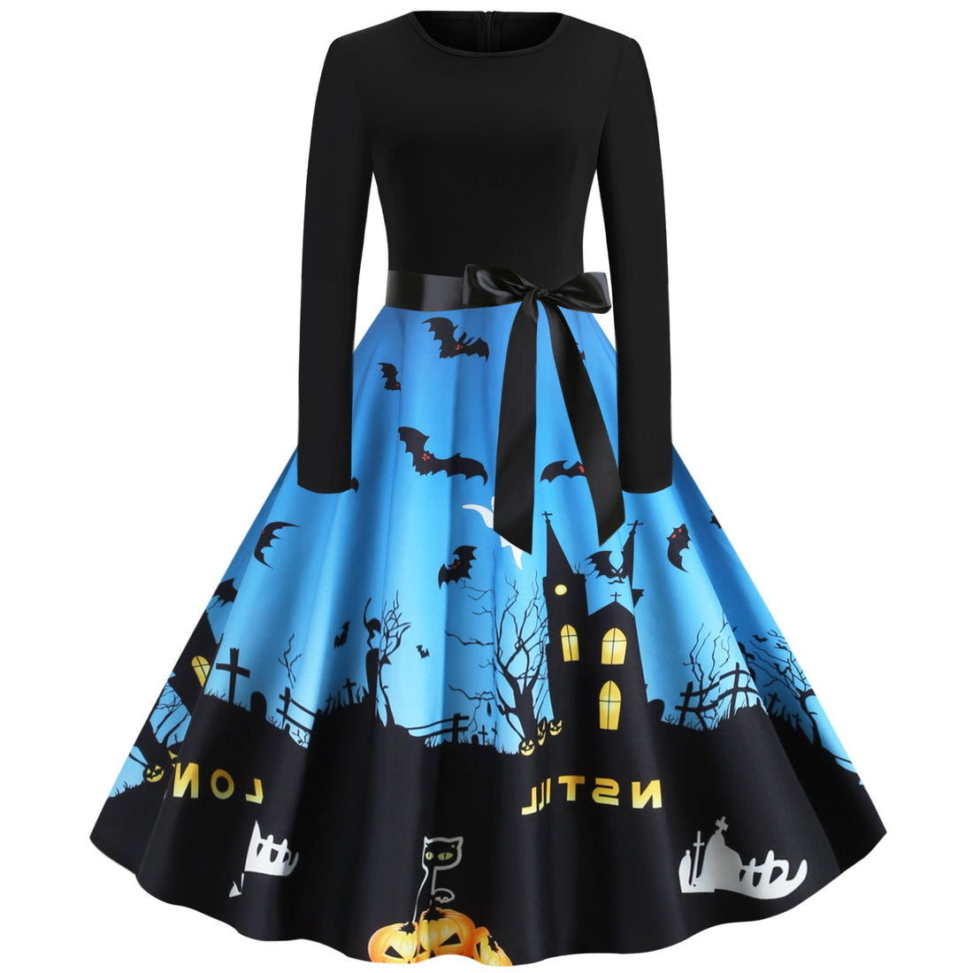 Halloween Vintage Women Long Sleeves Winter Dresses-Vintage Dresses-Red-S-Free Shipping at meselling99