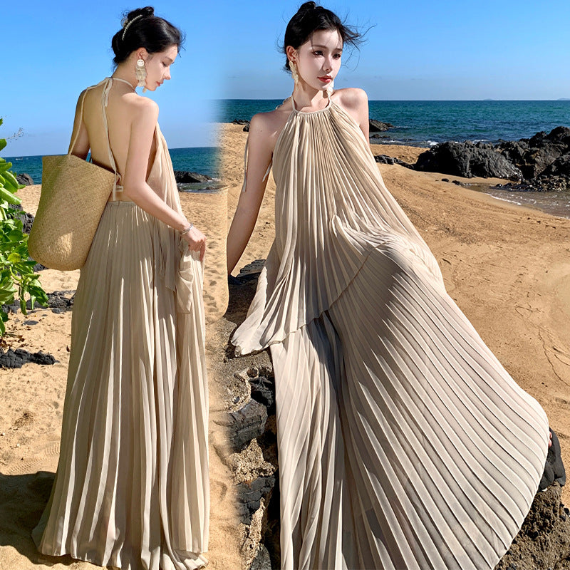 Sexy Backless Maxi Dress-Ivory-S-Free Shipping Leatheretro