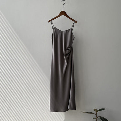 Satin Slip Dress – Elegant A-Line Maxi Dress with Adjustable Straps