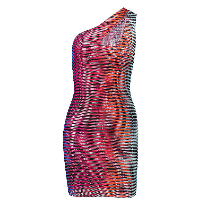 Sexy One Shoulder Sleeveless Bodycon Short Dresses-Sexy Dresses-Free Shipping at meselling99