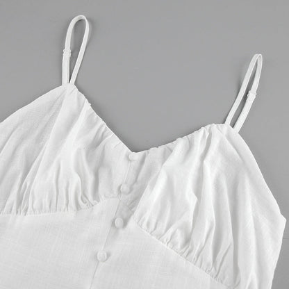 Summer Cotton Spaghetti Straps White Mini Dresses