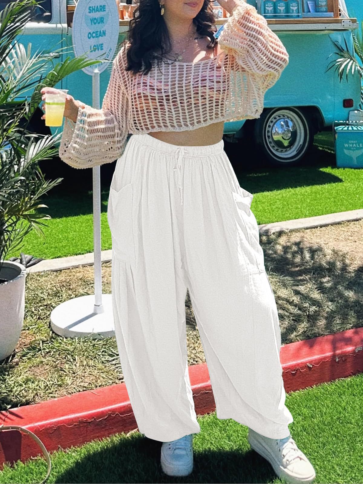Casual Chiffon Collage Cotton-Linen Harem Pants