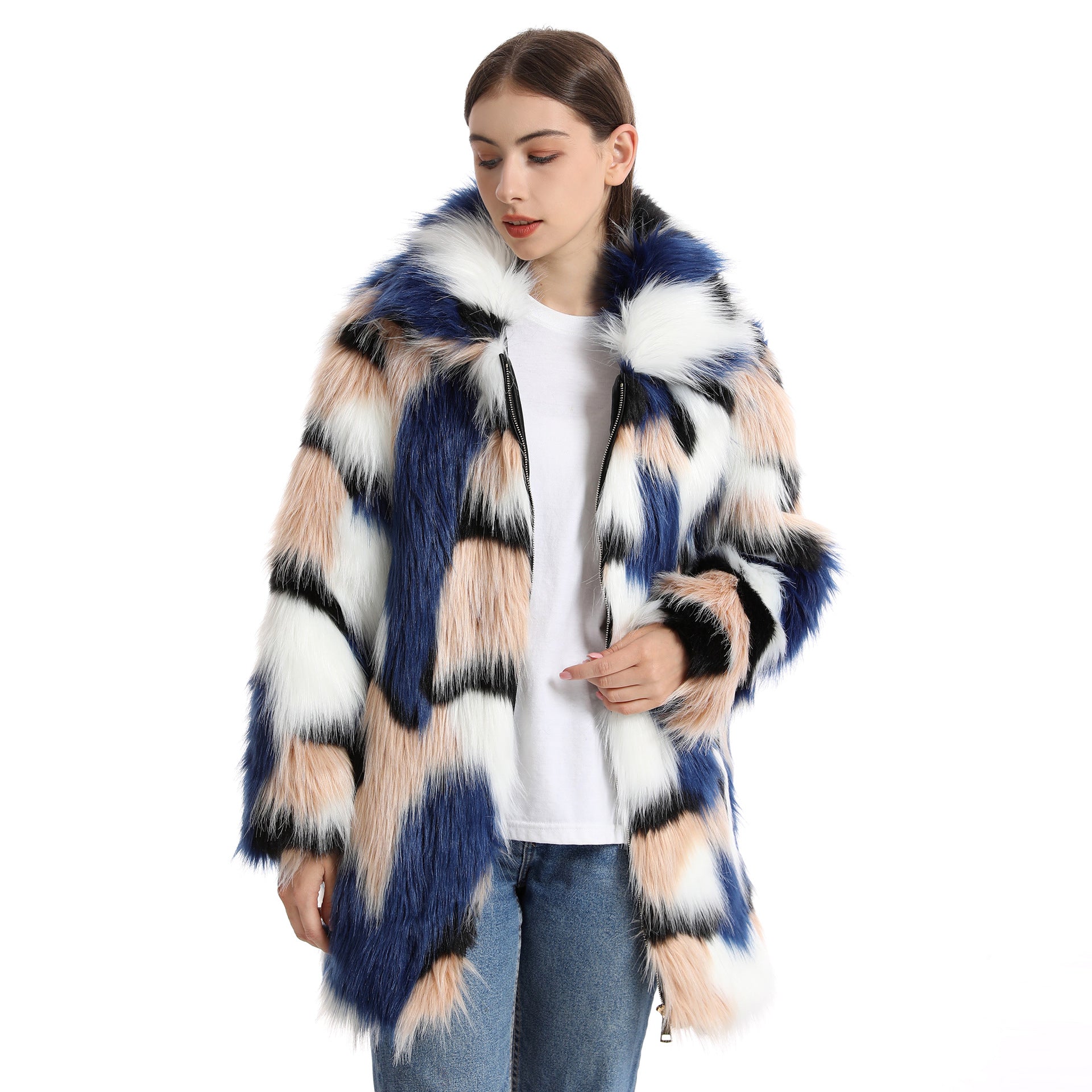 Women's Plush Long-Length Faux Fur Coat