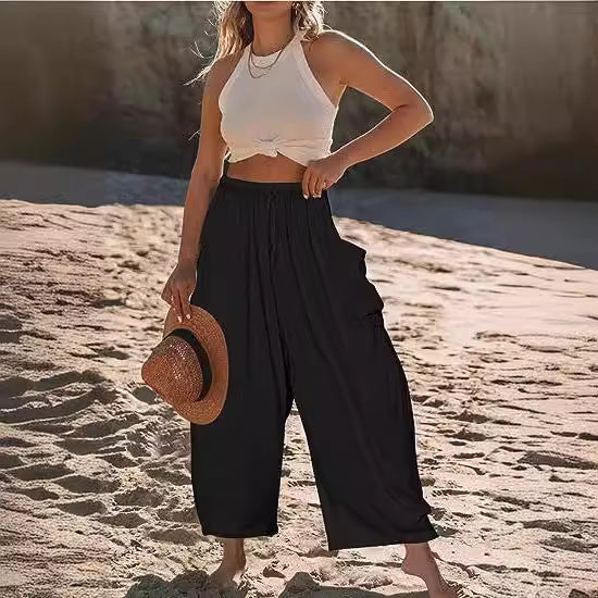 Casual Chiffon Collage Cotton-Linen Harem Pants