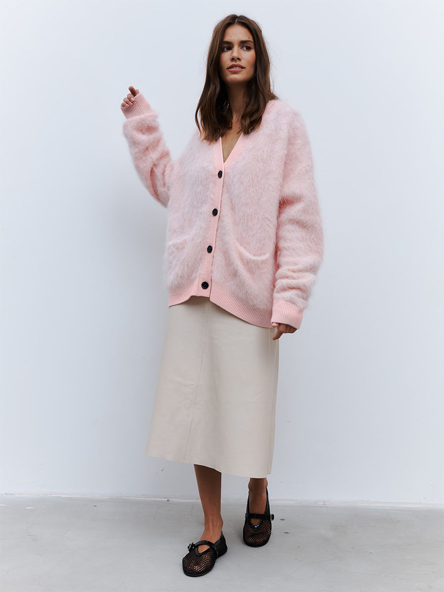 Women's Lazy Style Mink Sherpa Cardigan
