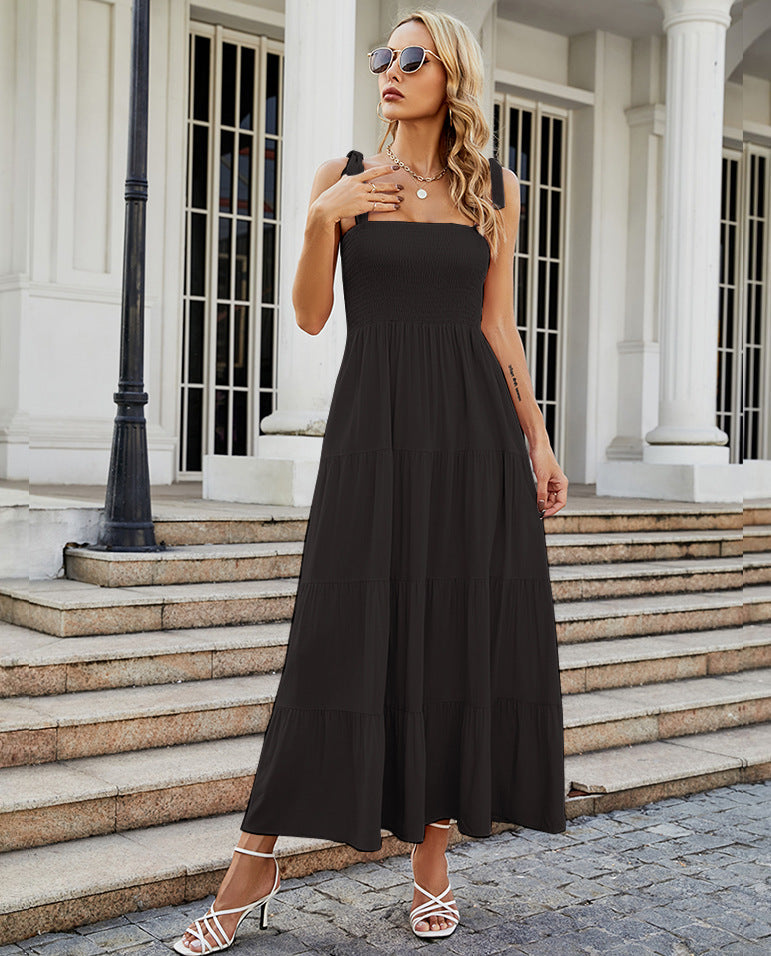 Women's Sexy Backless Print Vacation Style Strappy Dress