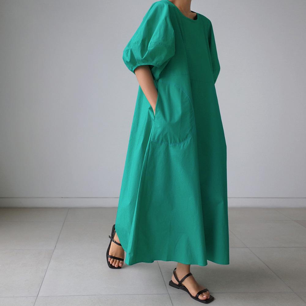 Loose Cozy Puff Sleeves Long Dresses-Maxi Dresses-Free Shipping at meselling99