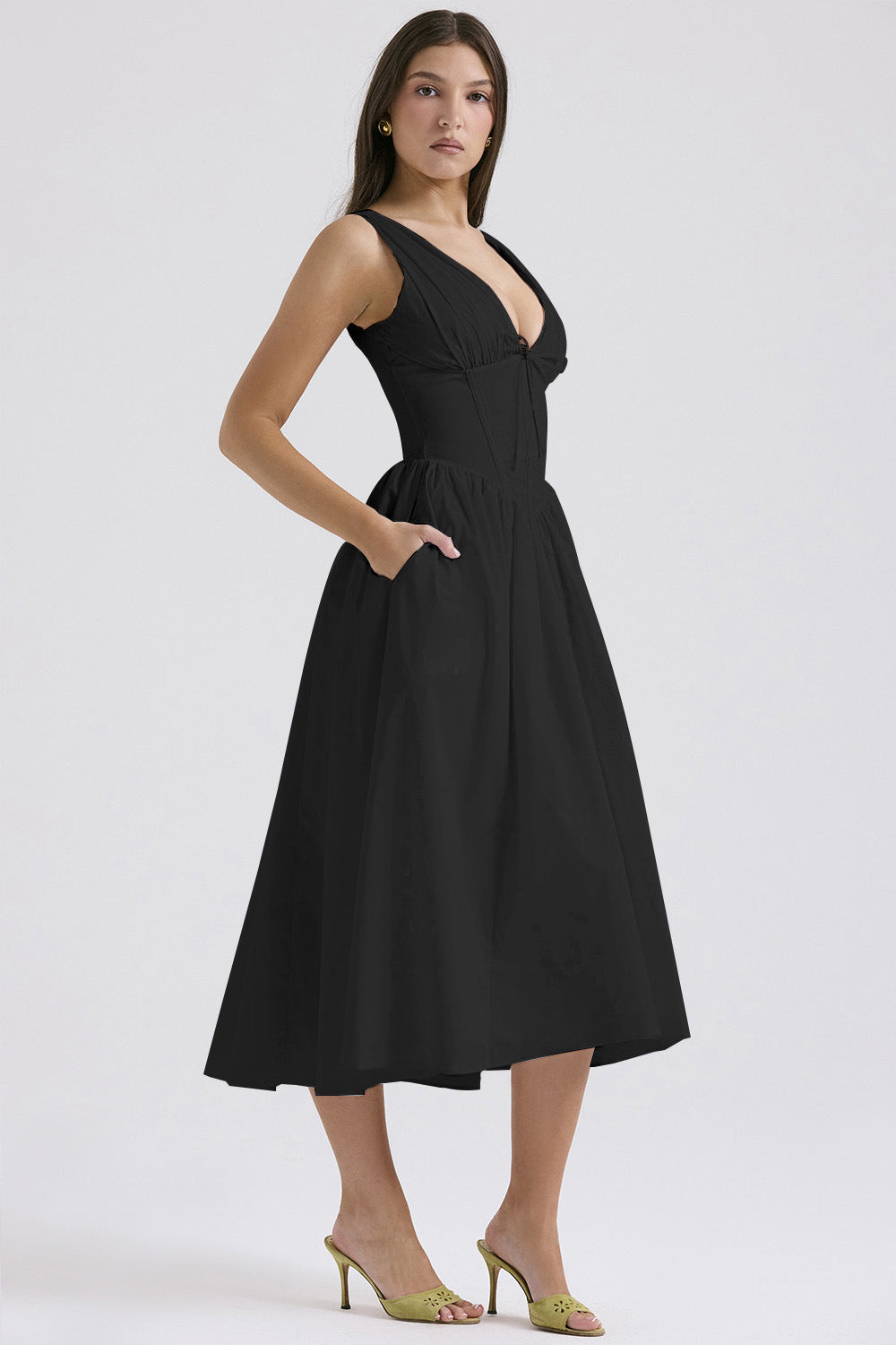 Elegant V-Neck Print Maxi Dress