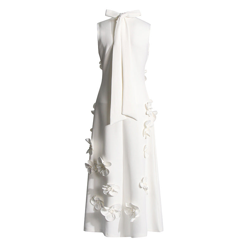 Elegant Stand Collar Sleeveless Maxi Dress