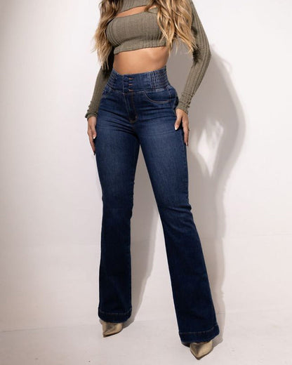 High Waist Stretch Wide Leg Jeans for Women