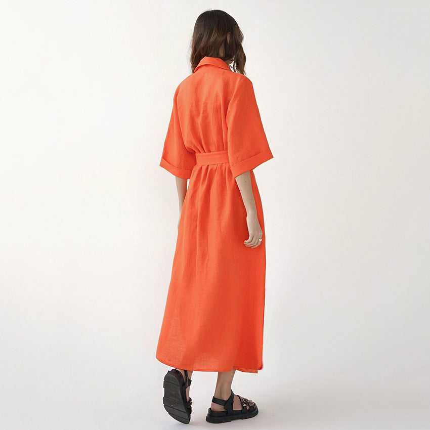 Casual Summer Cotton Linen Long Romper Dresses-Dresses-Free Shipping at meselling99