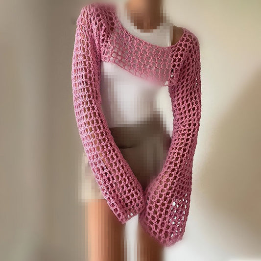 Sexy Hollow Knit Long Sleeves Top