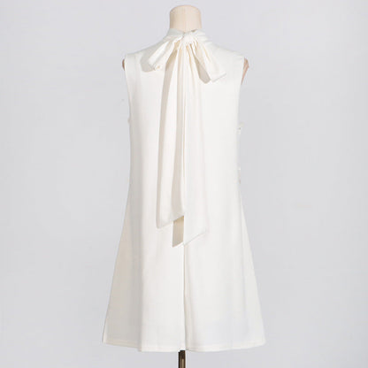 Retro Summer Stand Collar, Sleeveless Dresses with 3D Floral Details