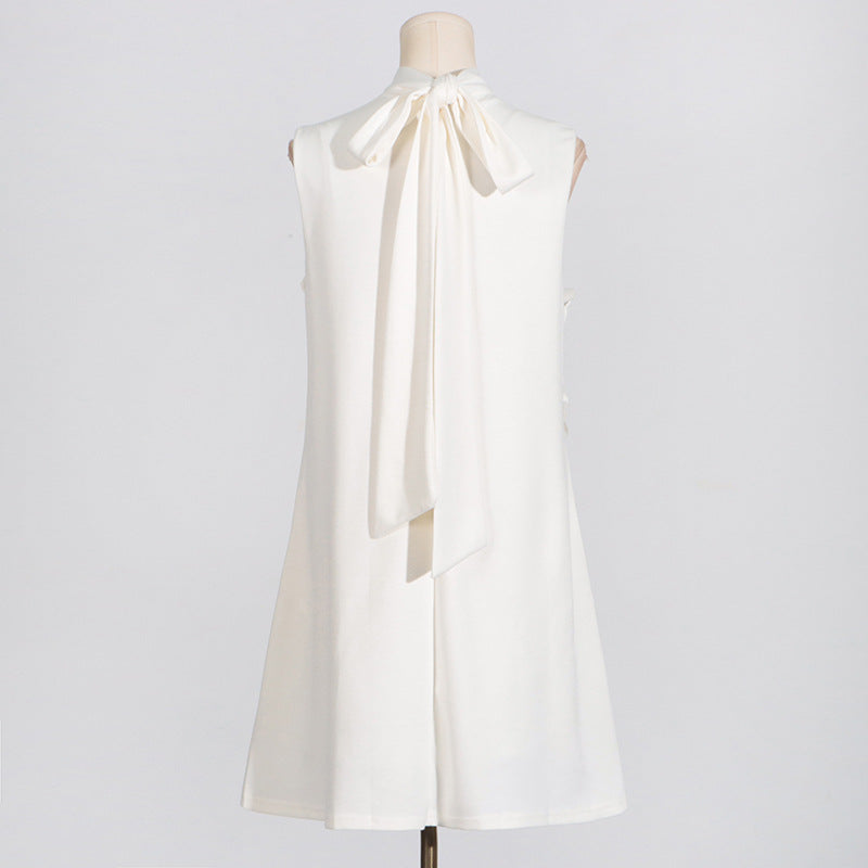 Retro Summer Stand Collar, Sleeveless Dresses with 3D Floral Details