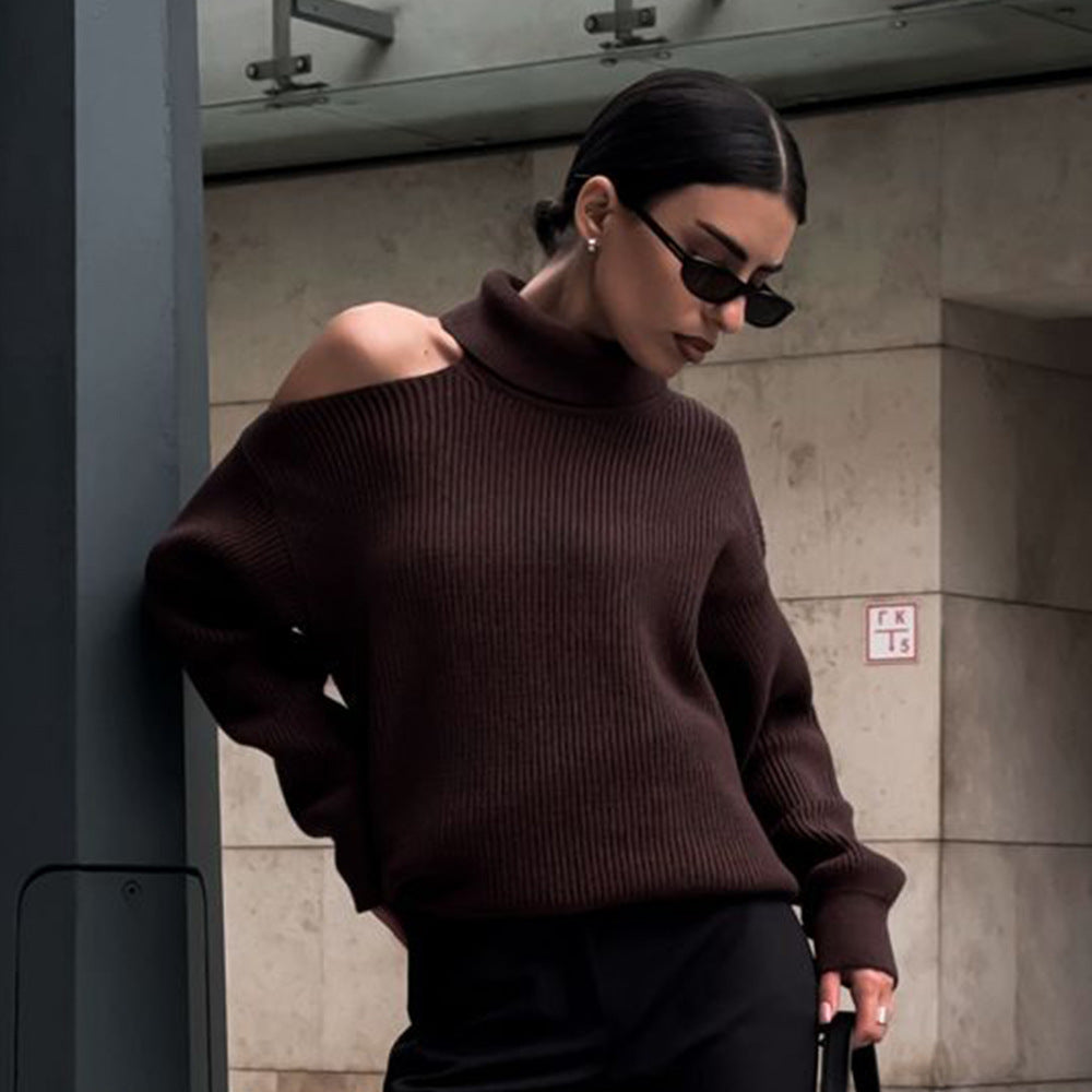Off-the-Shoulder Cowl Neck Sweater
