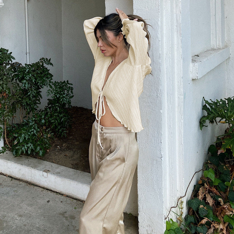 Summer Sexy Crop Top with Flared Sleeves Blouses