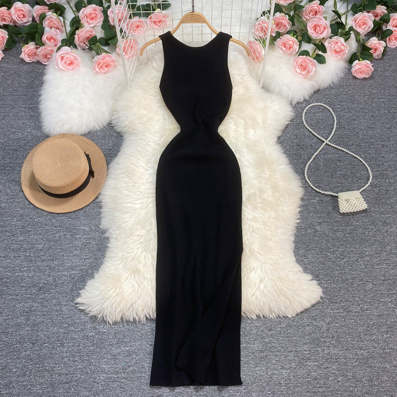 Sexy Summer Twist Designed Knitted Tank Top Elastic Dresses