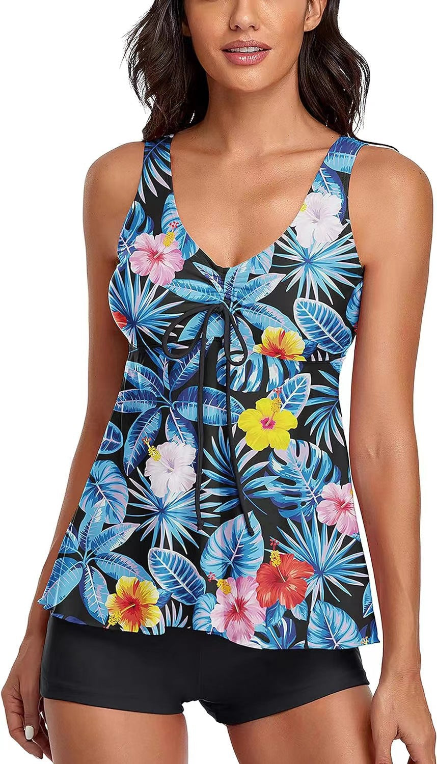 Women's Printed Multi-Colored Conservative Bikini Set