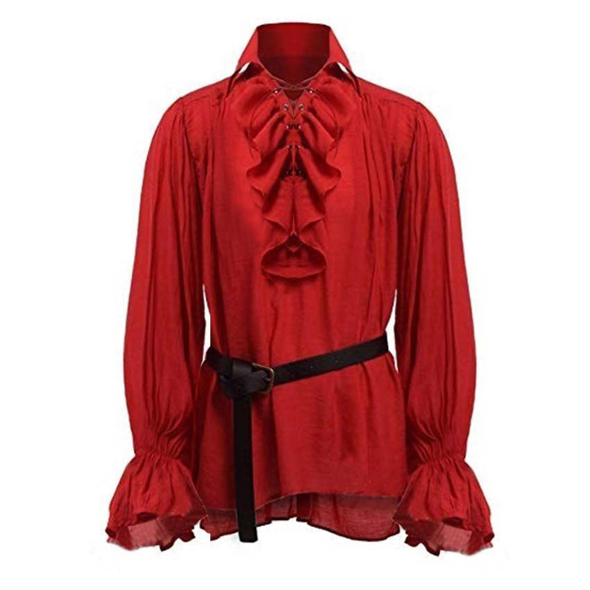 Retro Medieval Puff Sleeve Solid Color Shirt