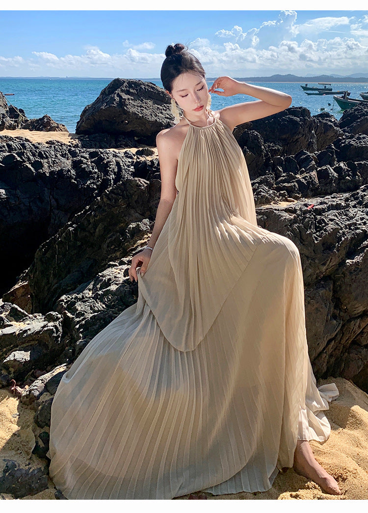 Sexy Backless Maxi Dress-Ivory-S-Free Shipping Leatheretro