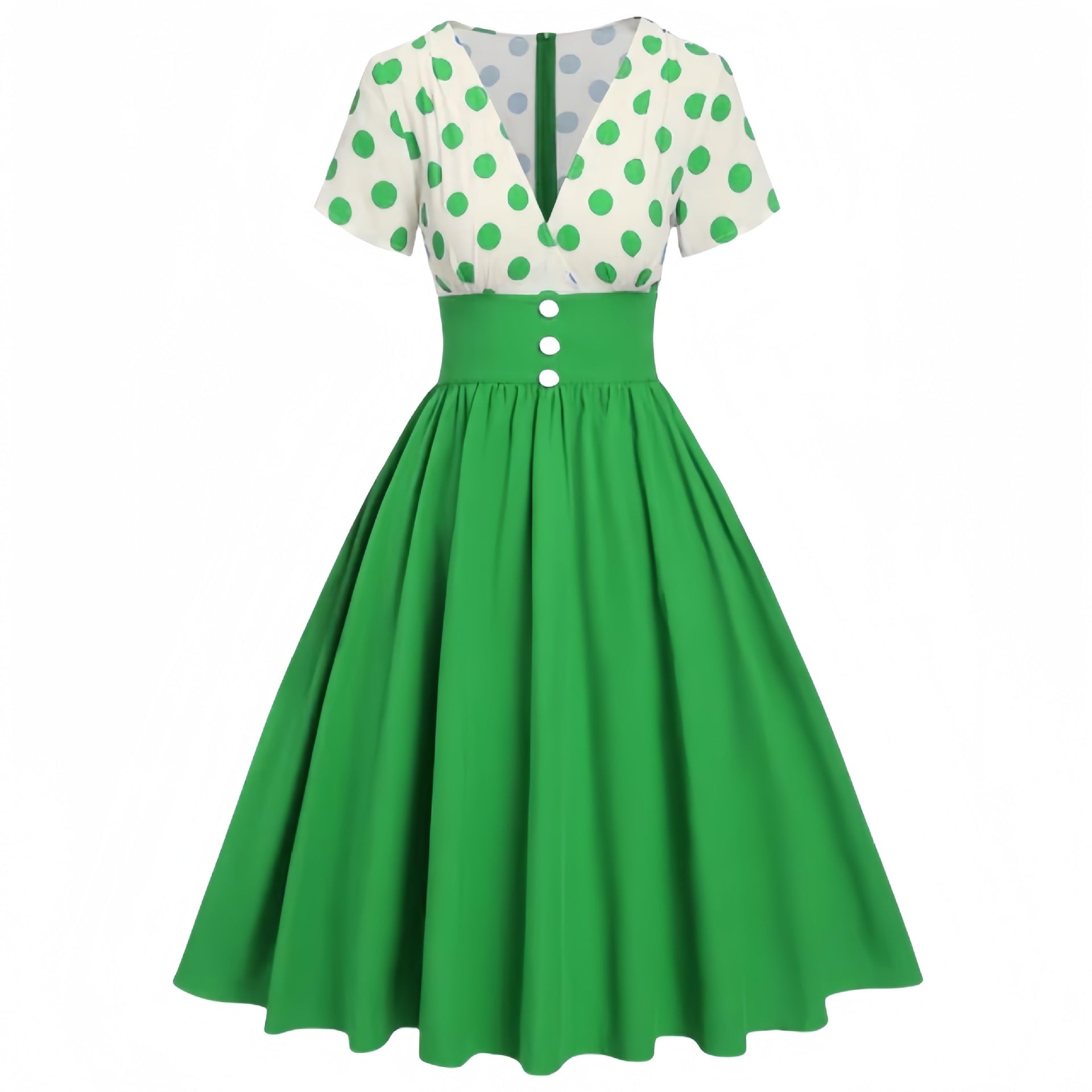 Polka Dot Contrast Panel Dress