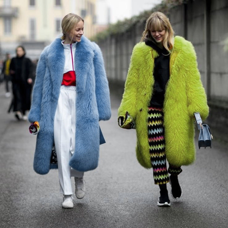 Faux Fur Coat – Trendy Streetwear Winter Jacket with Thick Plush Collar