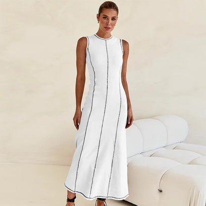 Designed Vintage Knitted Sleeveless Long Dresses