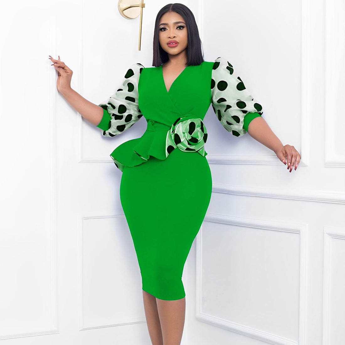 Elegant Puff Sleeves Women Dresses-Dresses-Free Shipping at meselling99
