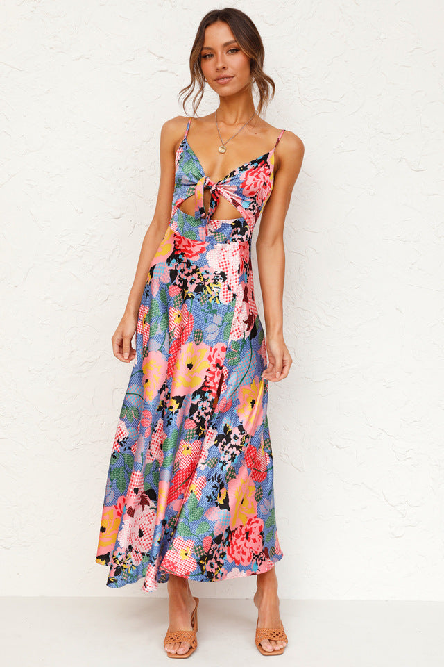 Sweety Summer Floral Print Sleeves Long Dresses-Dresses-Free Shipping at meselling99