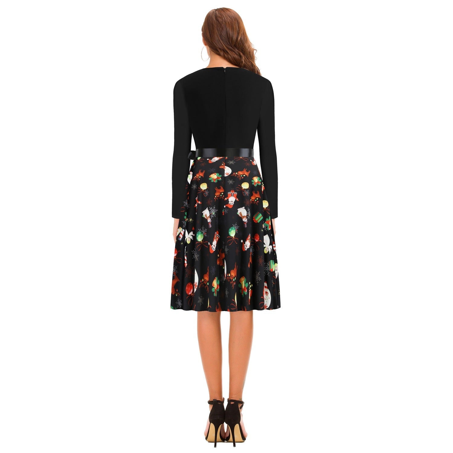 Women Long Sleeves V Neck Christmas Winter Dresses-Vintage Dresses-Free Shipping at meselling99