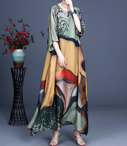 Luxrury Tencel Irregular Long Dresses-Dresses-Orange-One Size-Free Shipping at meselling99