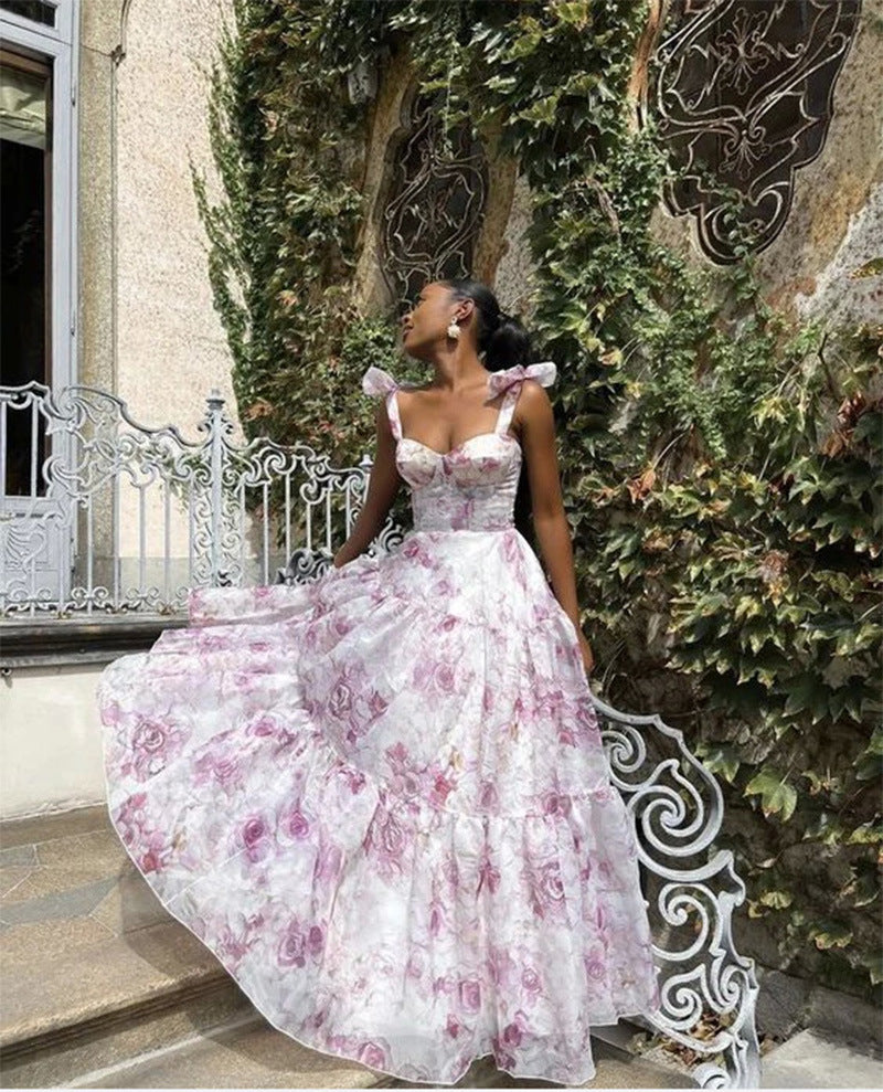 Elegant Off-Shoulder Long Chiffon Dress for Women