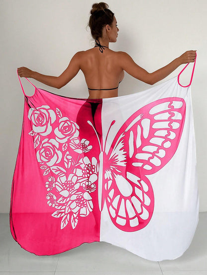 Summer Butterfly Print Beach Cover Ups