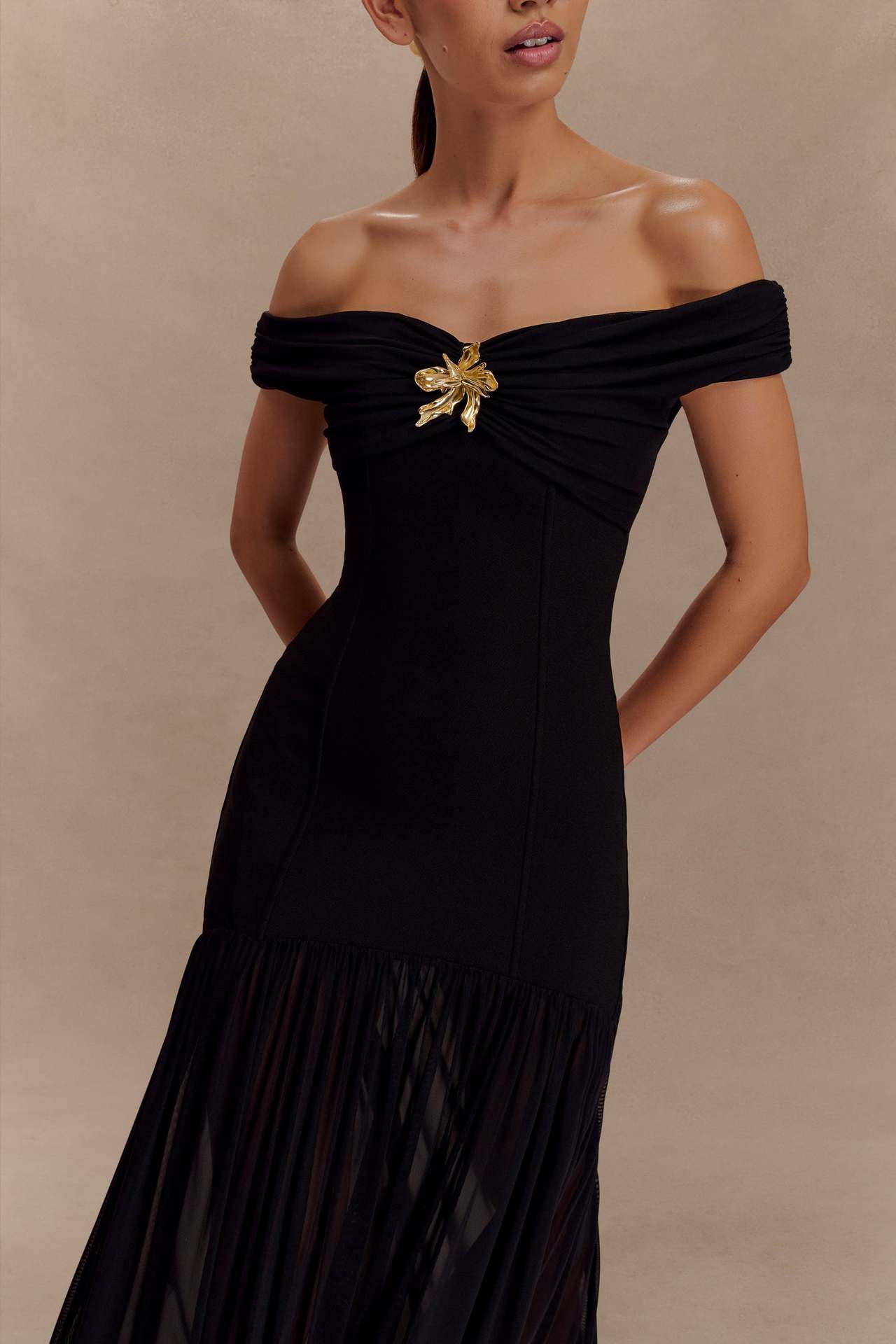 Elegant Floral Strapless Bodycon Dress